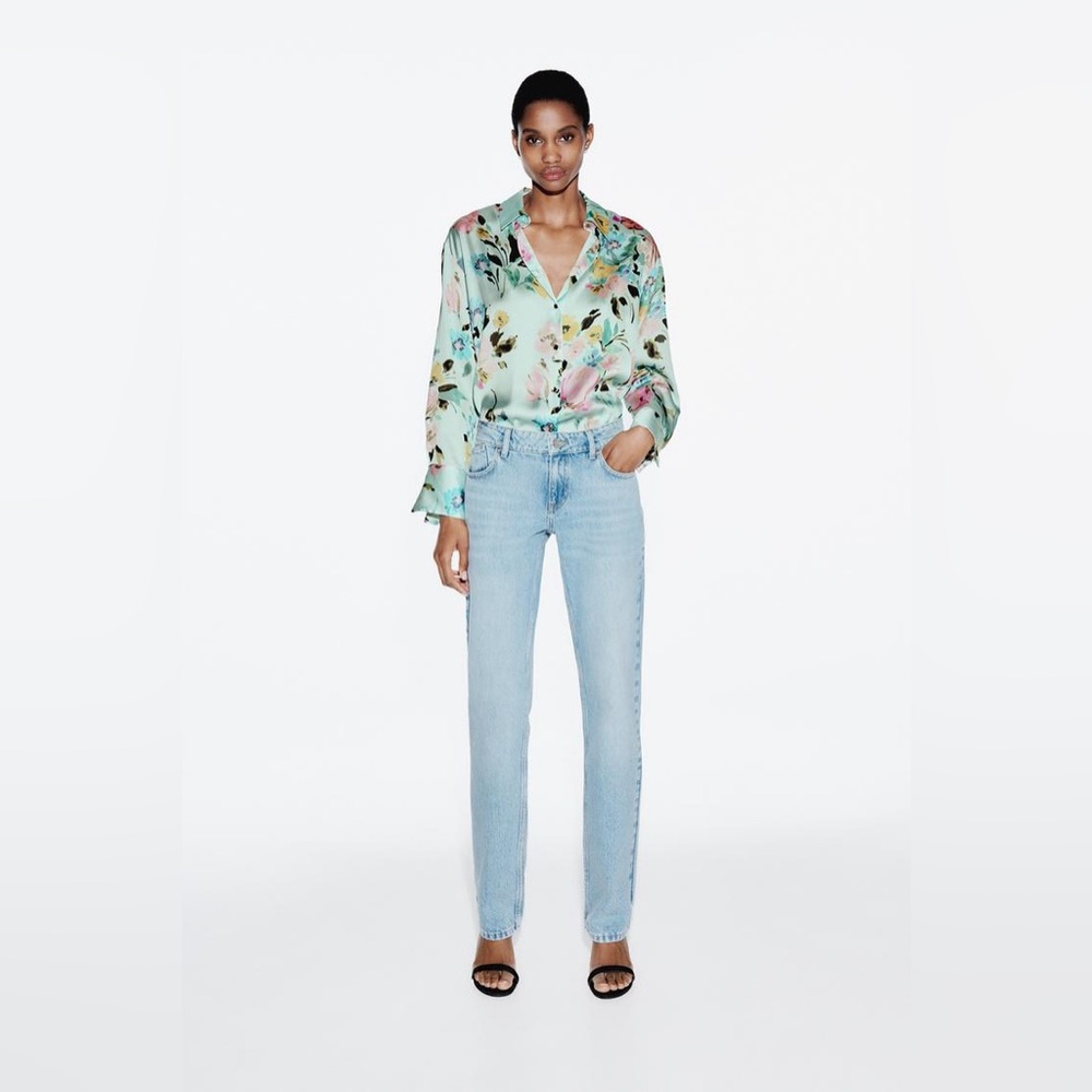 Zara‎ Floral Print Satin Shirt - Picture 7 of 17